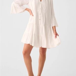 Faherty Dune Cotton Gauze Kasey Dress in white